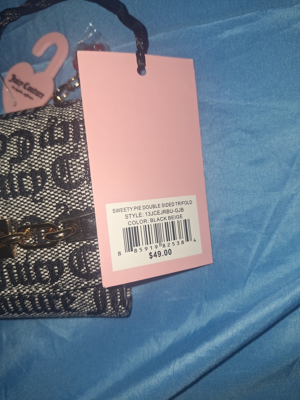 Juicy Couture Black Logo Chain-Trim Women's Wallet - Picture 2 of 7